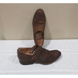 Born Bordeaux Boots Women Sz 7M Brown Ankle Distressed Ruched Braided